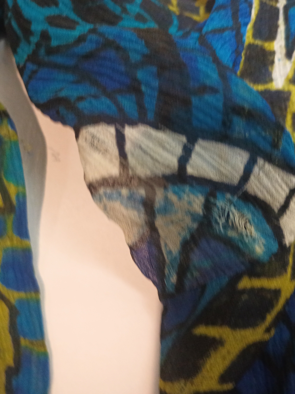 Chico's Blue Multi Sheer Floral V-Neck Blouse - Picture 7 of 7